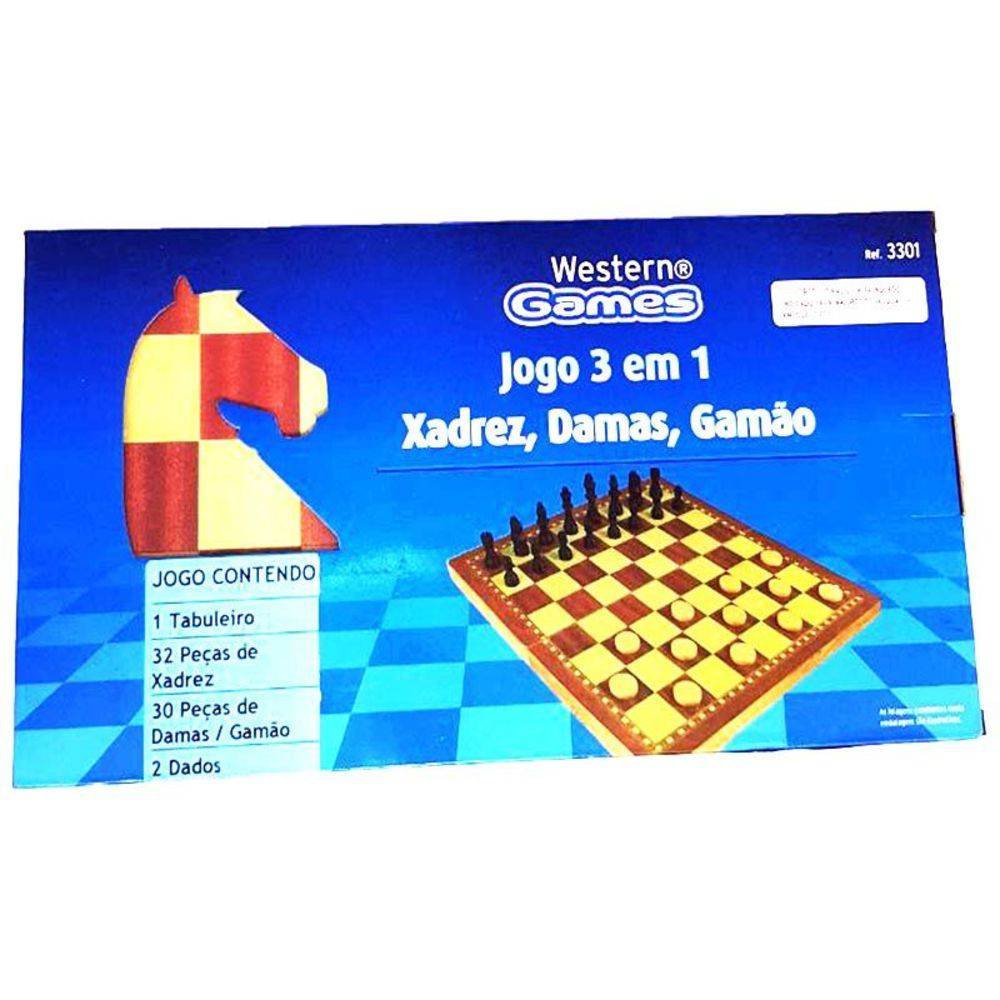 Jogo de 3 em 1 (Xadrez Dama e Gamão) Hoyle Games – Loja DF Sinuca